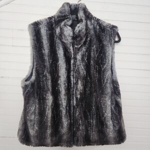 Blasport Reversible Zip Front Faux Fur Trim Vest Womens Large